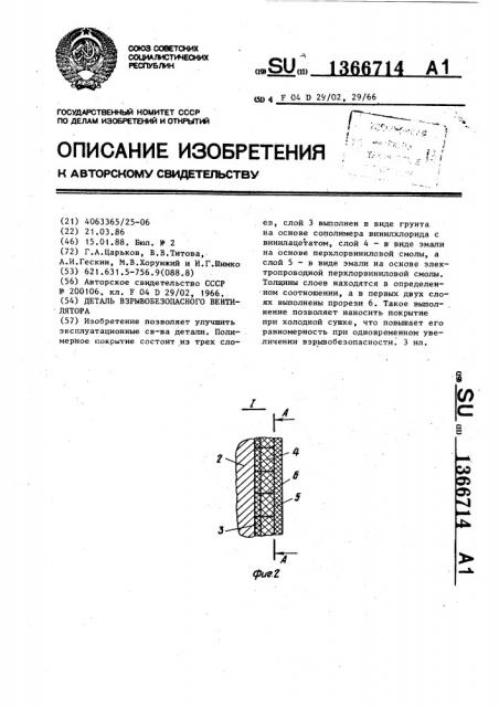 Деталь взрывобезопасного вентилятора (патент 1366714)