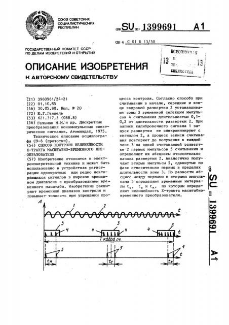 Способ контроля нелинейности х-тракта масштабно-временного преобразователя (патент 1399691)