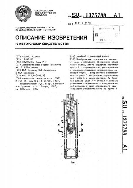 Двойной колонковый набор (патент 1375788)