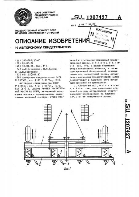 Способ уборки растительной массы на корм (патент 1207427)