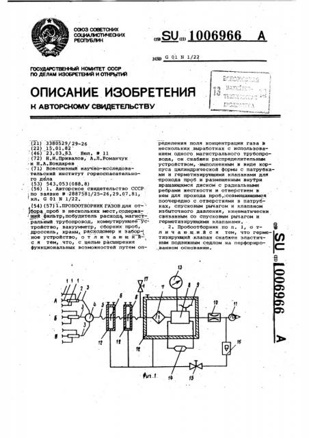 Пробоотборник газов (патент 1006966)