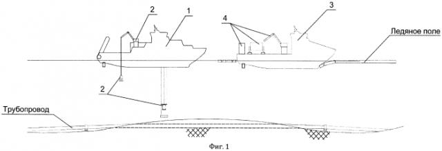 Двухплатформенный комплекс плавучих средств для строительства, ремонта и обследования морских трубопроводов и сооружений в ледовых условиях (патент 2562817)