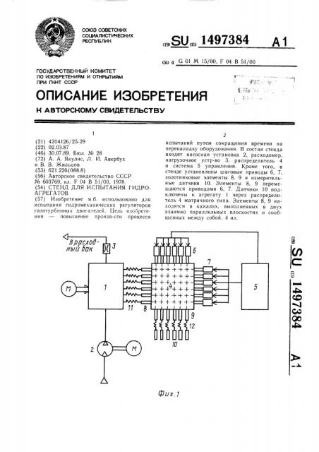 Стенд для испытания гидроагрегатов (патент 1497384)