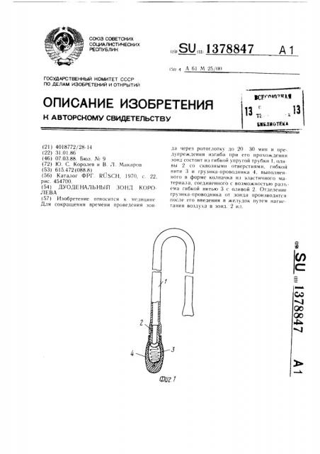 Дуоденальный зонд королева (патент 1378847)