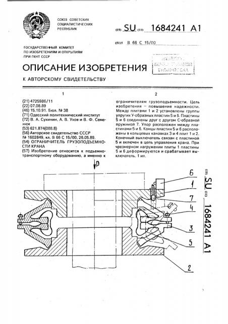 Ограничитель грузоподъемности крана (патент 1684241)