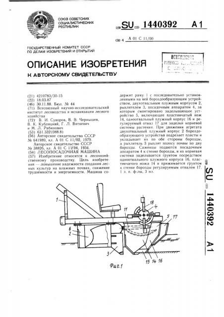 Лесопосадочная машина (патент 1440392)