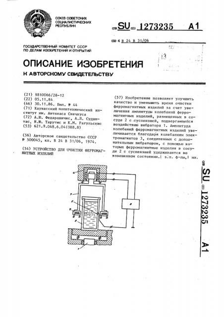 Устройство для очистки ферромагнитных изделий (патент 1273235)