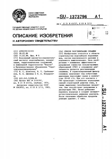 Способ разглинизации скважин (патент 1373796)