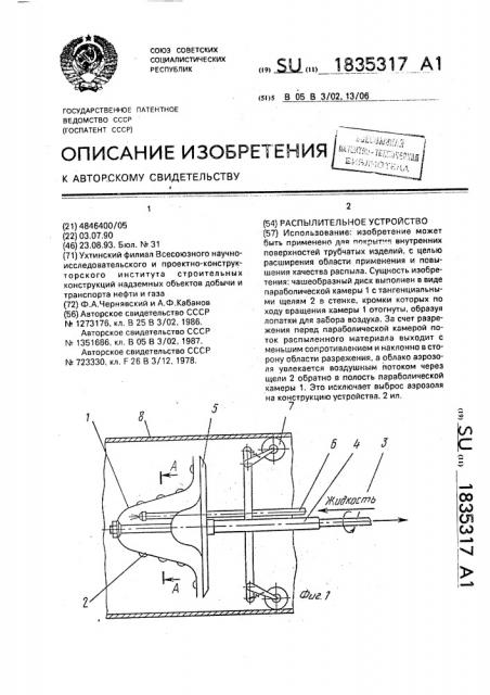 Распылительное устройство (патент 1835317)