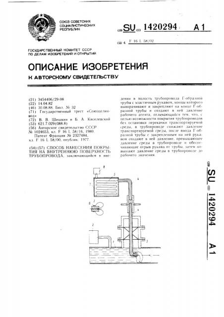 Способ нанесения покрытия на внутреннюю поверхность трубопровода (патент 1420294)