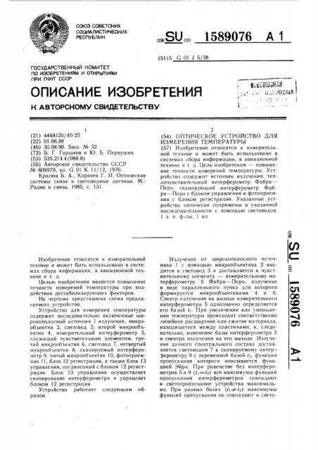 Оптическое устройство для измерения температуры (патент 1589076)
