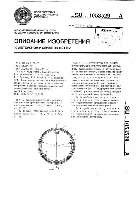 Устройство для защиты металлических конструкций от коррозии (патент 1053529)