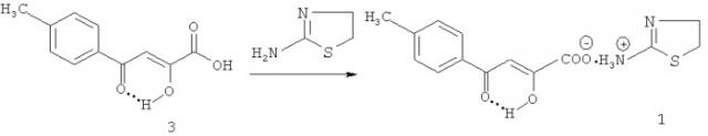 2-гидрокси-4-метилфенил-4-оксо-2-бутеноат тиазониламмония, обладающий гипогликемической и ноотропной активностью (патент 2512291)