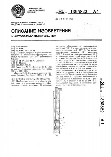 Способ испытания пластов (патент 1395822)