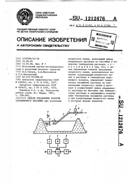 Способ управления работой сильвинового бассейна (патент 1212476)