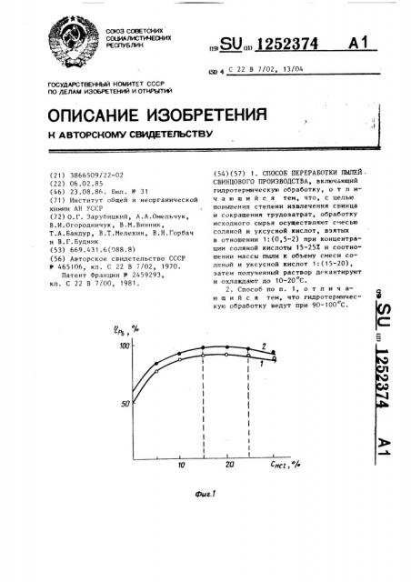 Способ переработки пылей свинцового производства (патент 1252374)