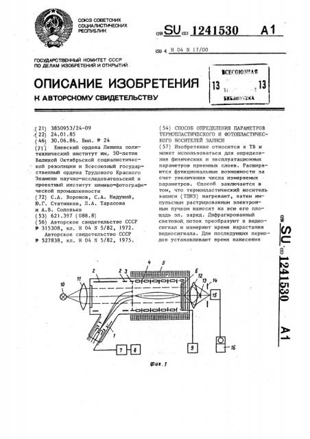 Способ определения параметров термопластического и фотопластического носителей записи (патент 1241530)