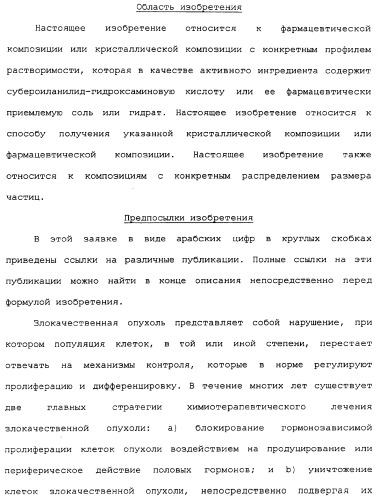 Композиции субероиланилид-гидроксаминовой кислоты и способы их получения (патент 2354362)