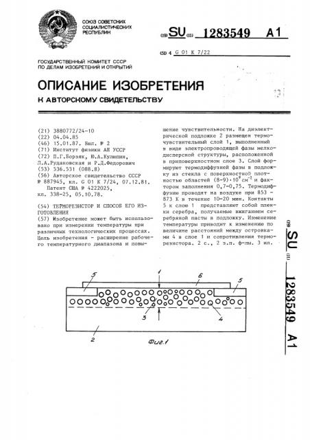 Терморезистор и способ его изготовления (патент 1283549)