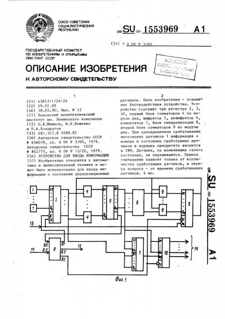 Устройство для ввода информации (патент 1553969)