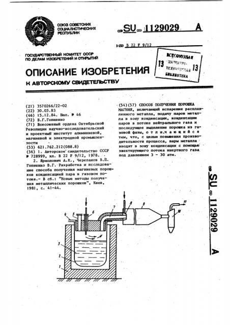 Способ получения порошка магния (патент 1129029)