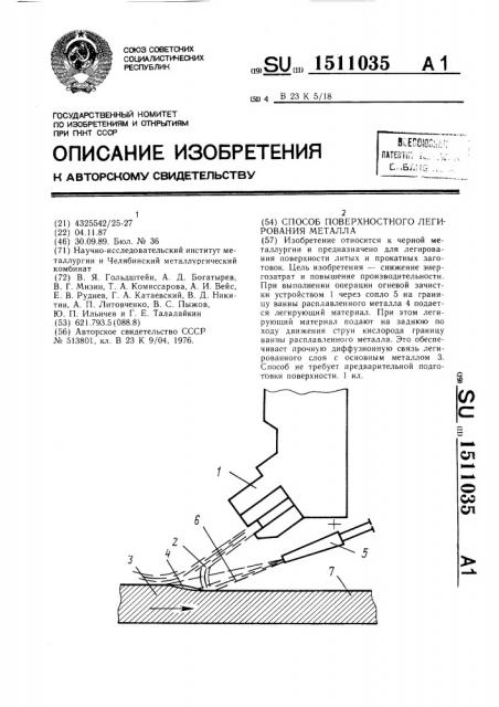 Способ поверхностного легирования металла (патент 1511035)