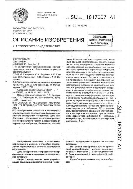 Способ определения коэффициента трения дисперсных материалов (патент 1817007)