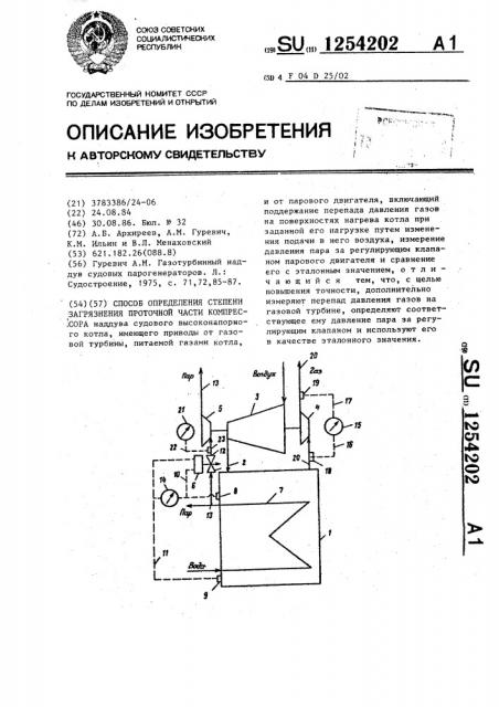 Способ определения степени загрязнения проточной части компрессора (патент 1254202)