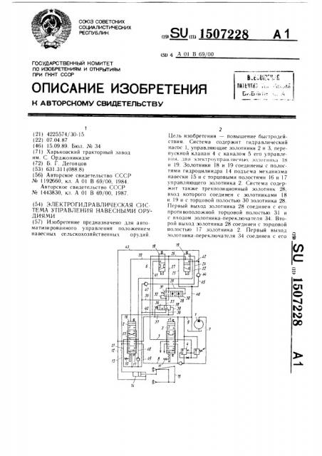 Электрогидравлическая система управления навесными орудиями (патент 1507228)