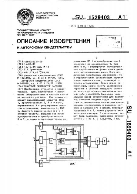 Цифровой синтезатор частоты (патент 1529403)