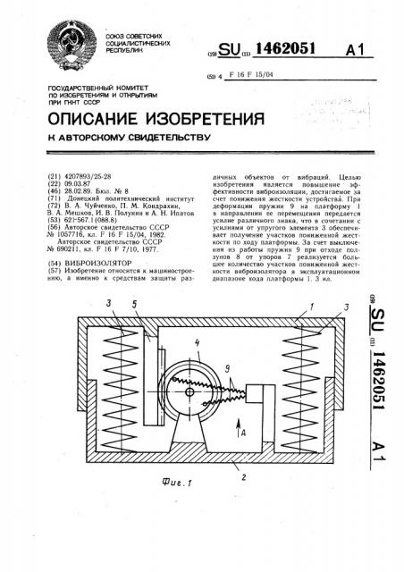 Виброизолятор (патент 1462051)