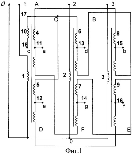 Семифазный трансформаторный преобразователь числа фаз (патент 2504070)