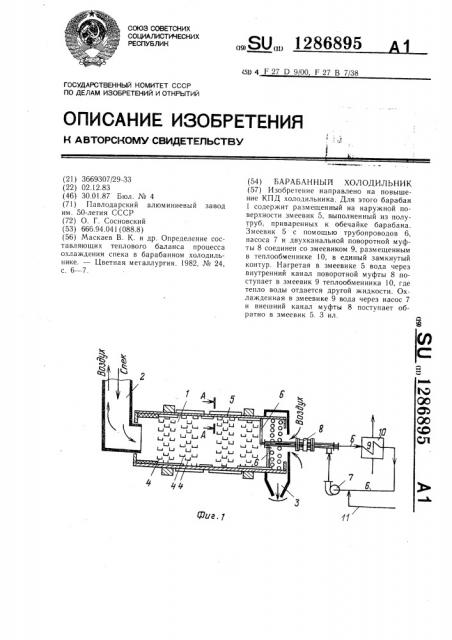 Барабанный холодильник (патент 1286895)