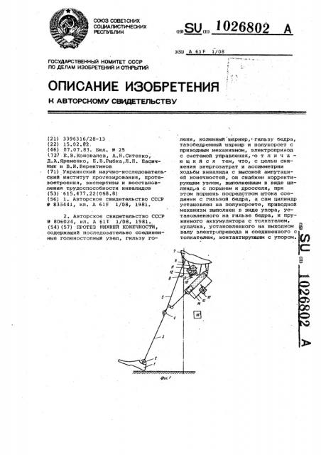 Протез нижней конечности (патент 1026802)