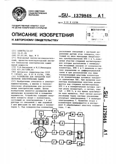 Устройство для обработки коллекторов электрических машин (патент 1379848)