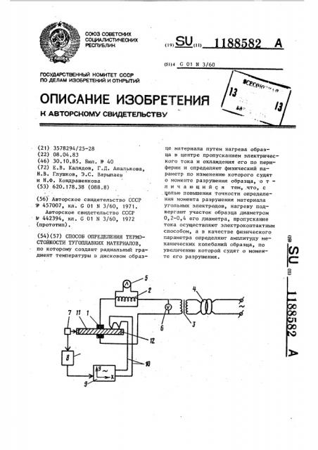 Способ определения термостойкости тугоплавких материалов (патент 1188582)