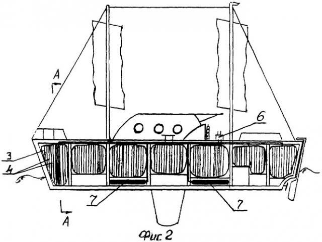 Судно с устройством обеспечения его плавучести и непотопляемости при аварии (патент 2401768)