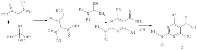 Способ получения замещенных пиримидин-5-илкарбоновых кислот (патент 2485083)