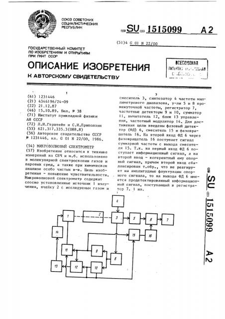 Микроволновый спектрометр (патент 1515099)