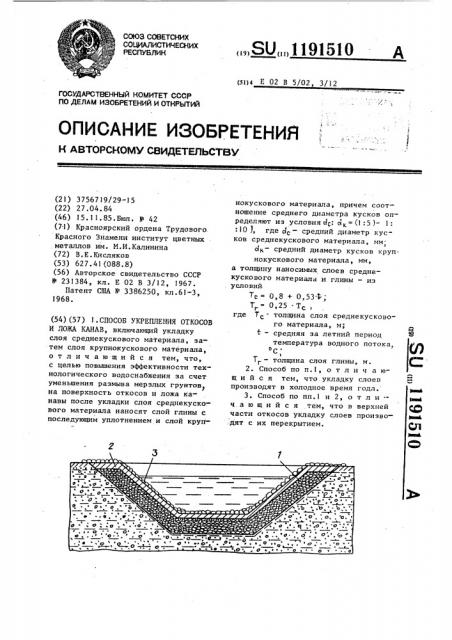 Способ укрепления откосов и ложа канав (патент 1191510)