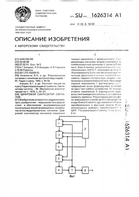 Цифровой синтезатор сигналов (патент 1626314)