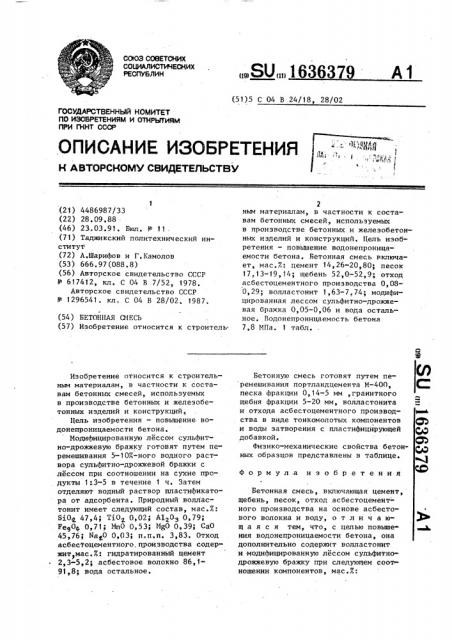 Бетонная смесь (патент 1636379)
