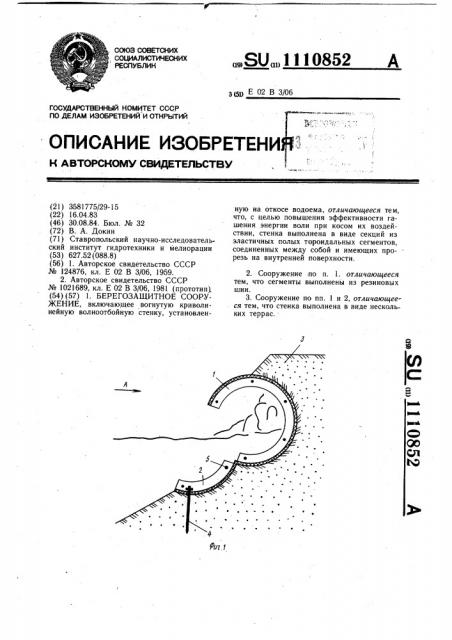 Берегозащитное сооружение (патент 1110852)