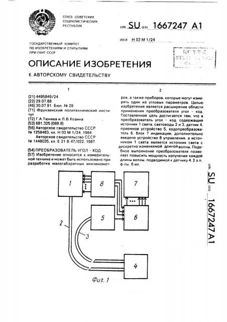 Преобразователь угол-код (патент 1667247)