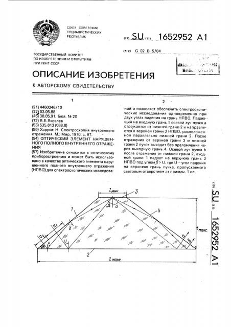 Оптический элемент нарушенного полного внутреннего отражения (патент 1652952)