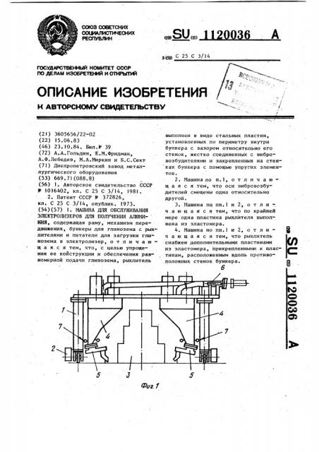 Машина для обслуживания электролизеров для получения алюминия (патент 1120036)