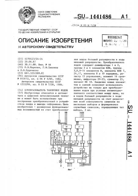 Преобразователь табличных кодов (патент 1441486)