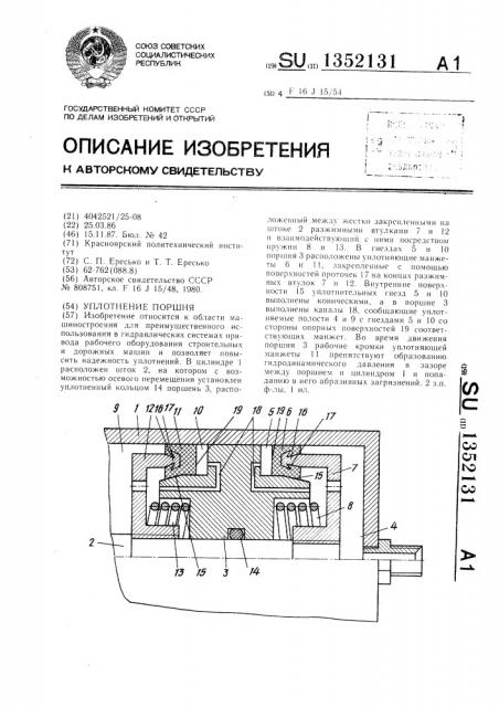 Уплотнение поршня (патент 1352131)