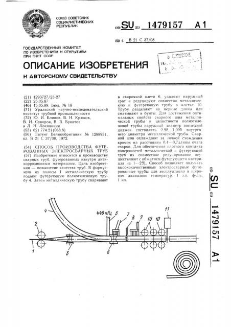 Способ производства футерованных электросварных труб (патент 1479157)