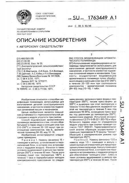 Способ модификации ароматического полиамида (патент 1763449)